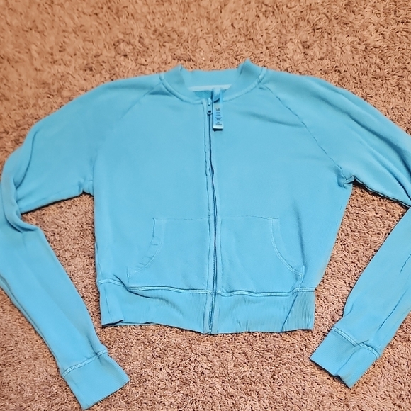 Skims French Terry Modal Zip Up- Cyan - Picture 5 of 11